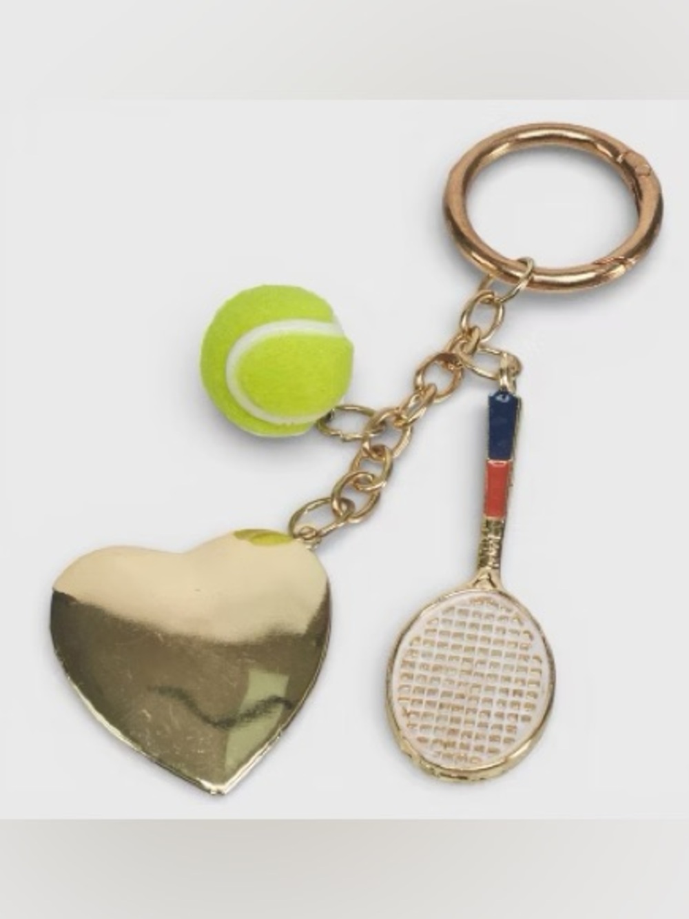 Tennis Charm Keychain with Mini Tennis Ball, Racket, and Heart Locket -
NWT - Picture 3 of 5